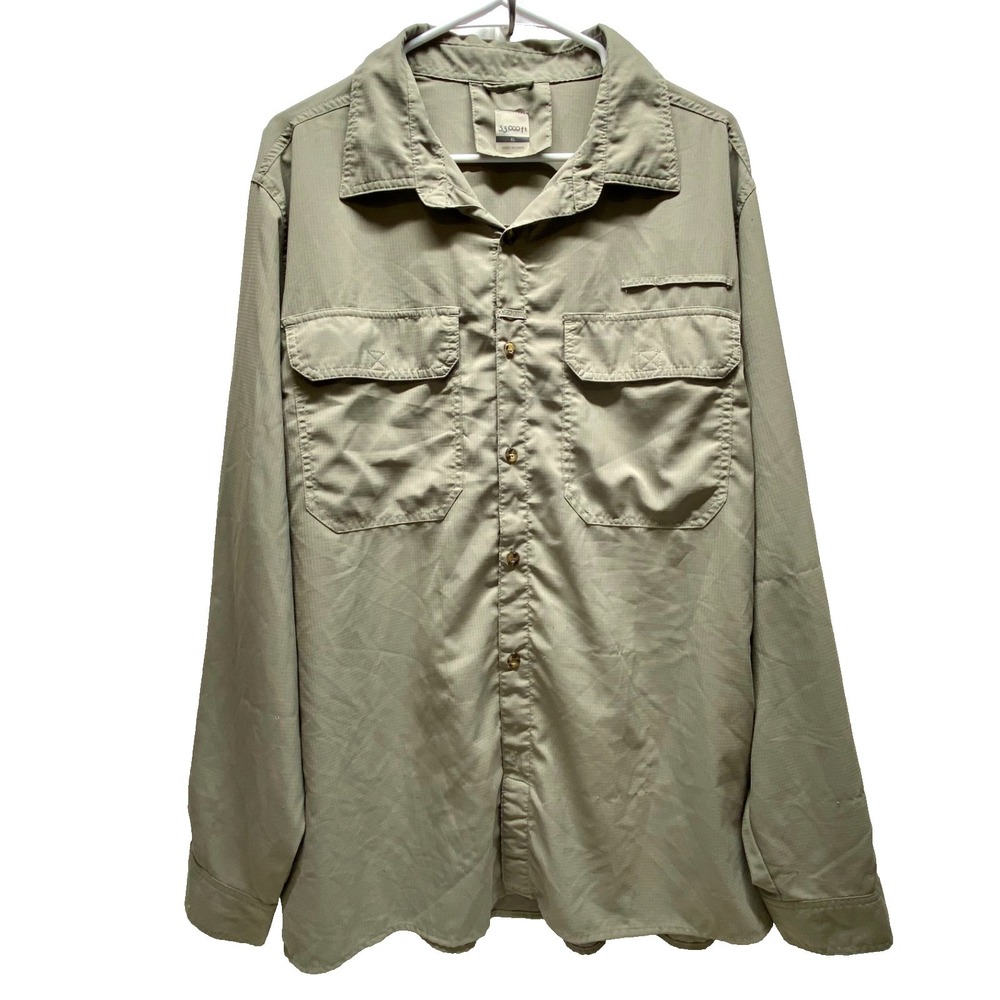 33000ft Utility Shirt Men's XL Olive Green‎ Long Sleeve Button Down Outdoors GUC
